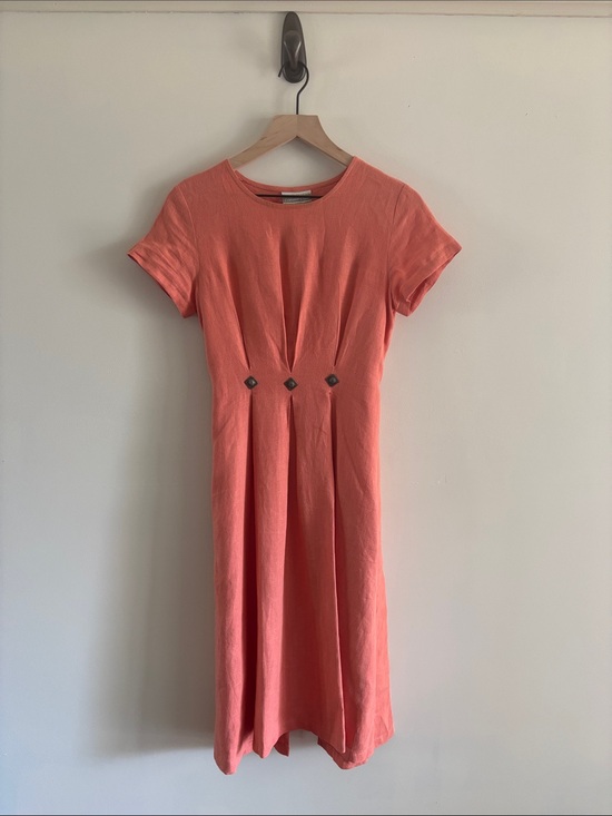 Coldwater Creek Dresses & Skirts - Coldwater Creek • 100% linen Coral Midi Dress with metal accent